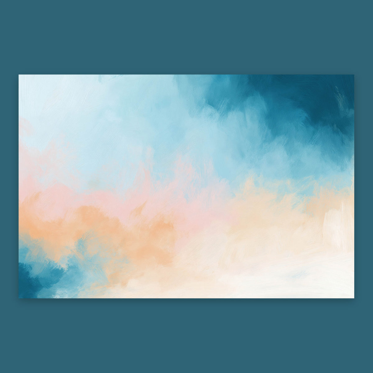 Teal and Apricot Cloud Abstract flat lay