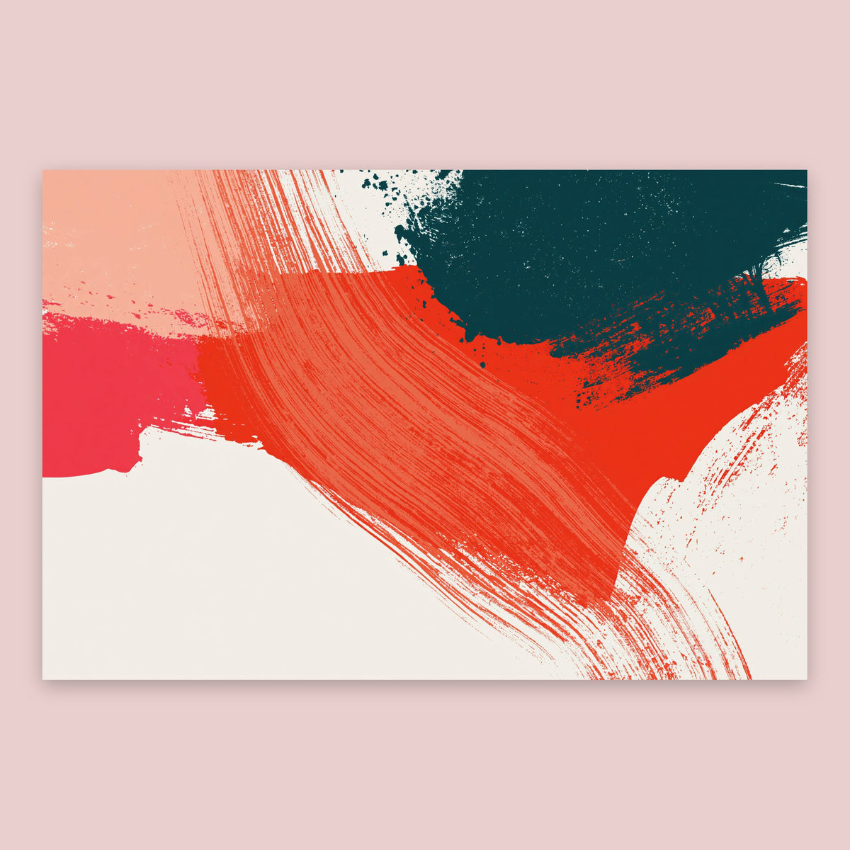 Red and Teal Brushstroke Abstract flat lay