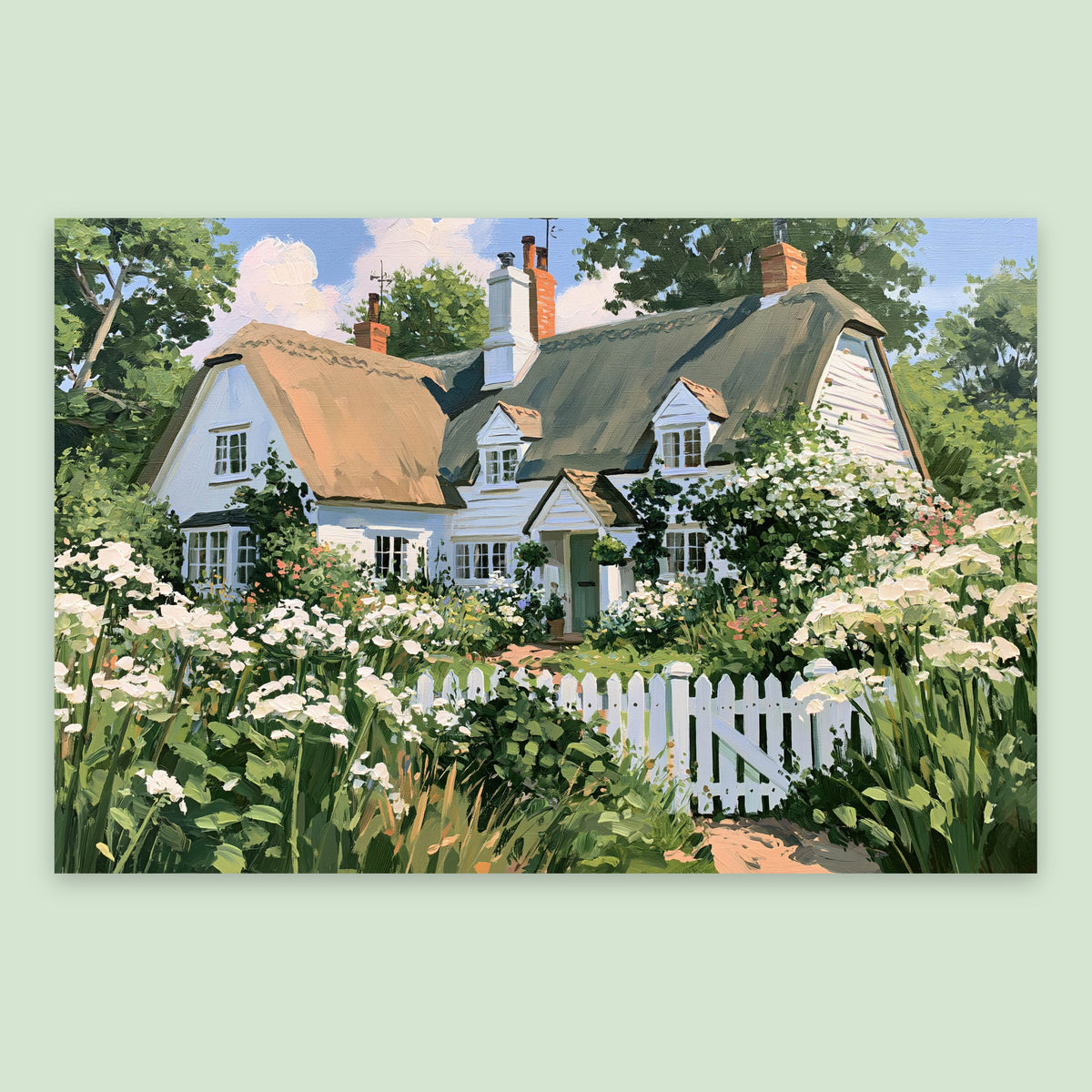 Thatched Cottage and Picket Fence flat lay