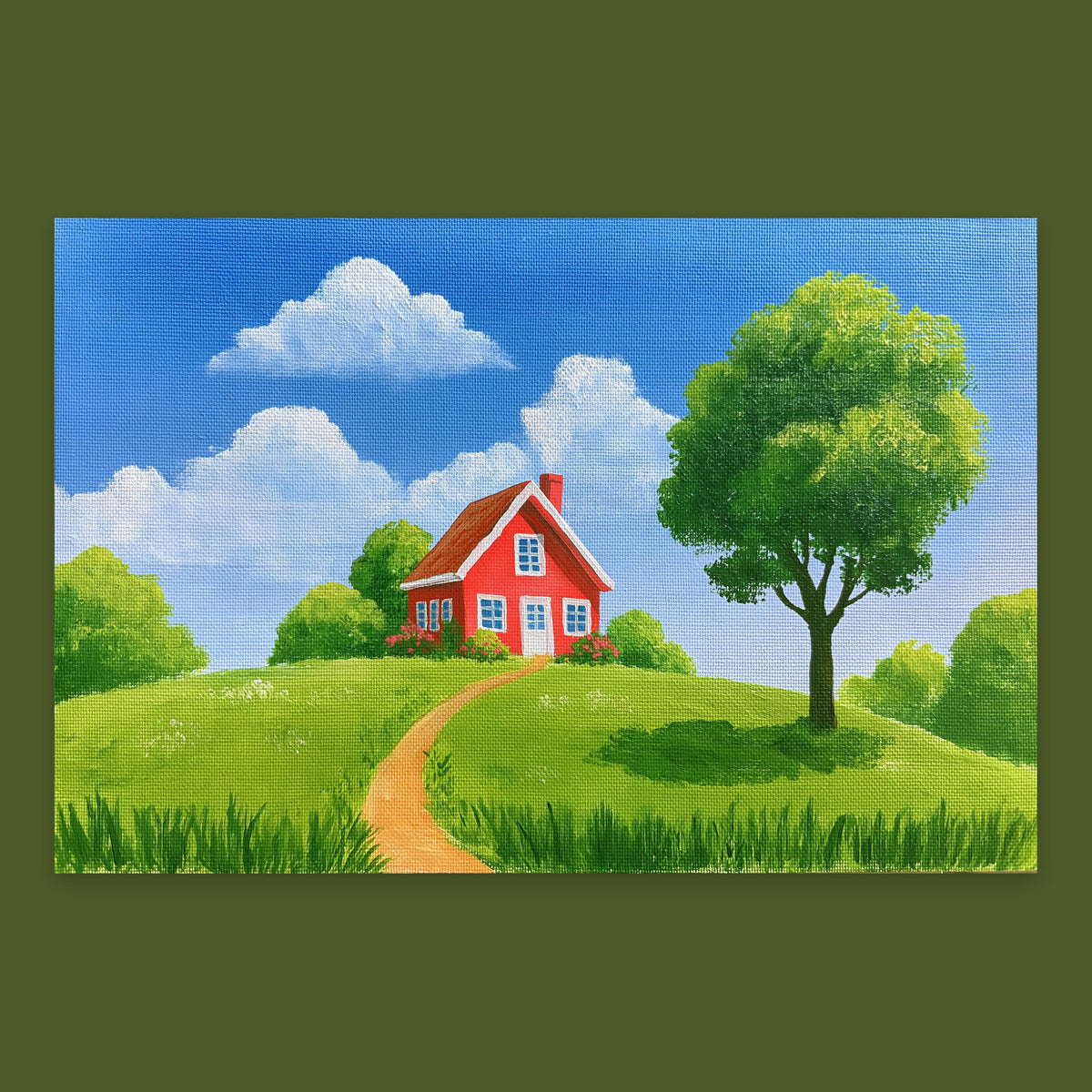 Red Cottage on the Green flat lay