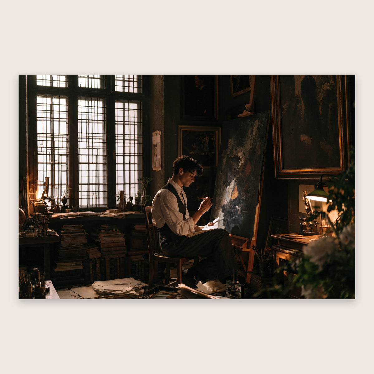 Artist at the Easel flat lay