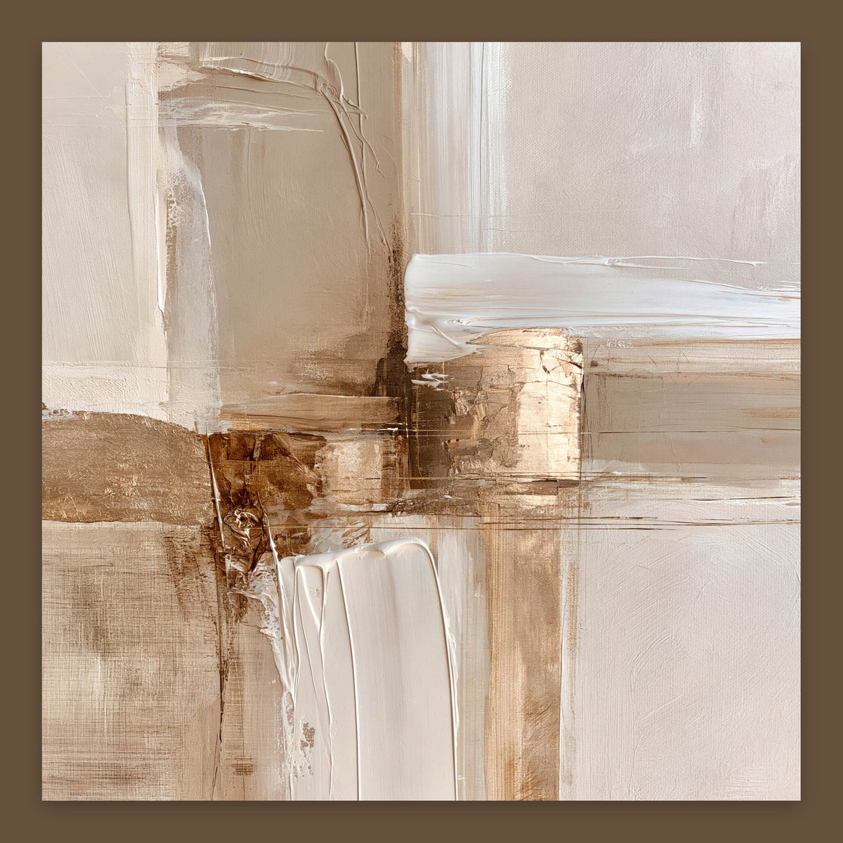 Copper Block and White Stroke Abstract flat lay