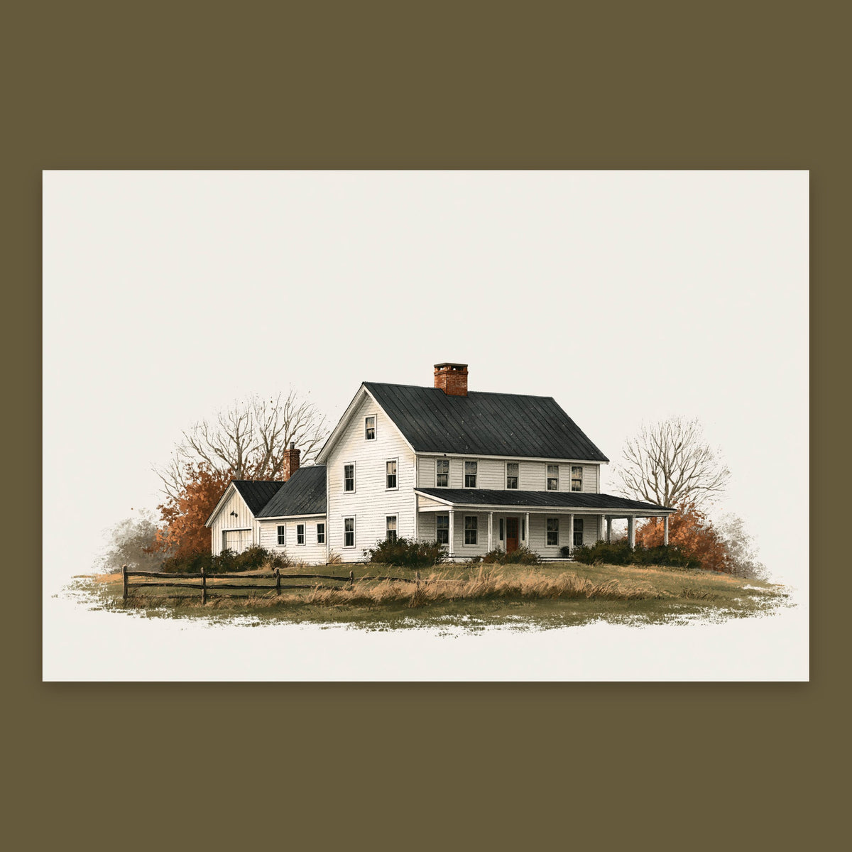 Autumn Farmhouse Illustration flat lay