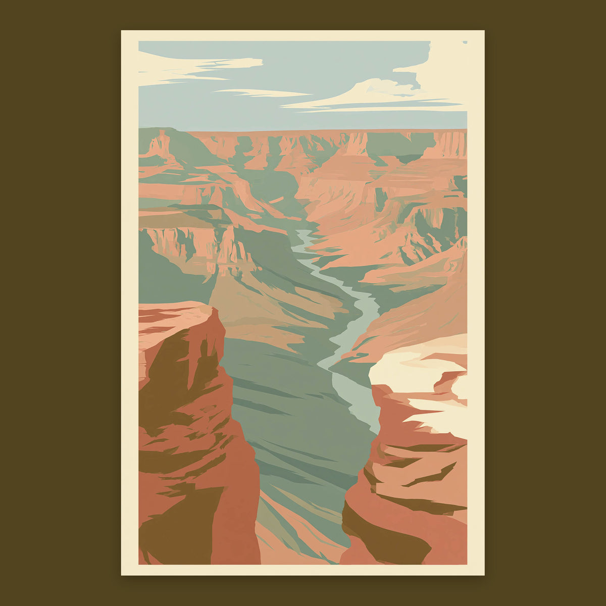 Narrow Gorge and Teal River Poster flat lay