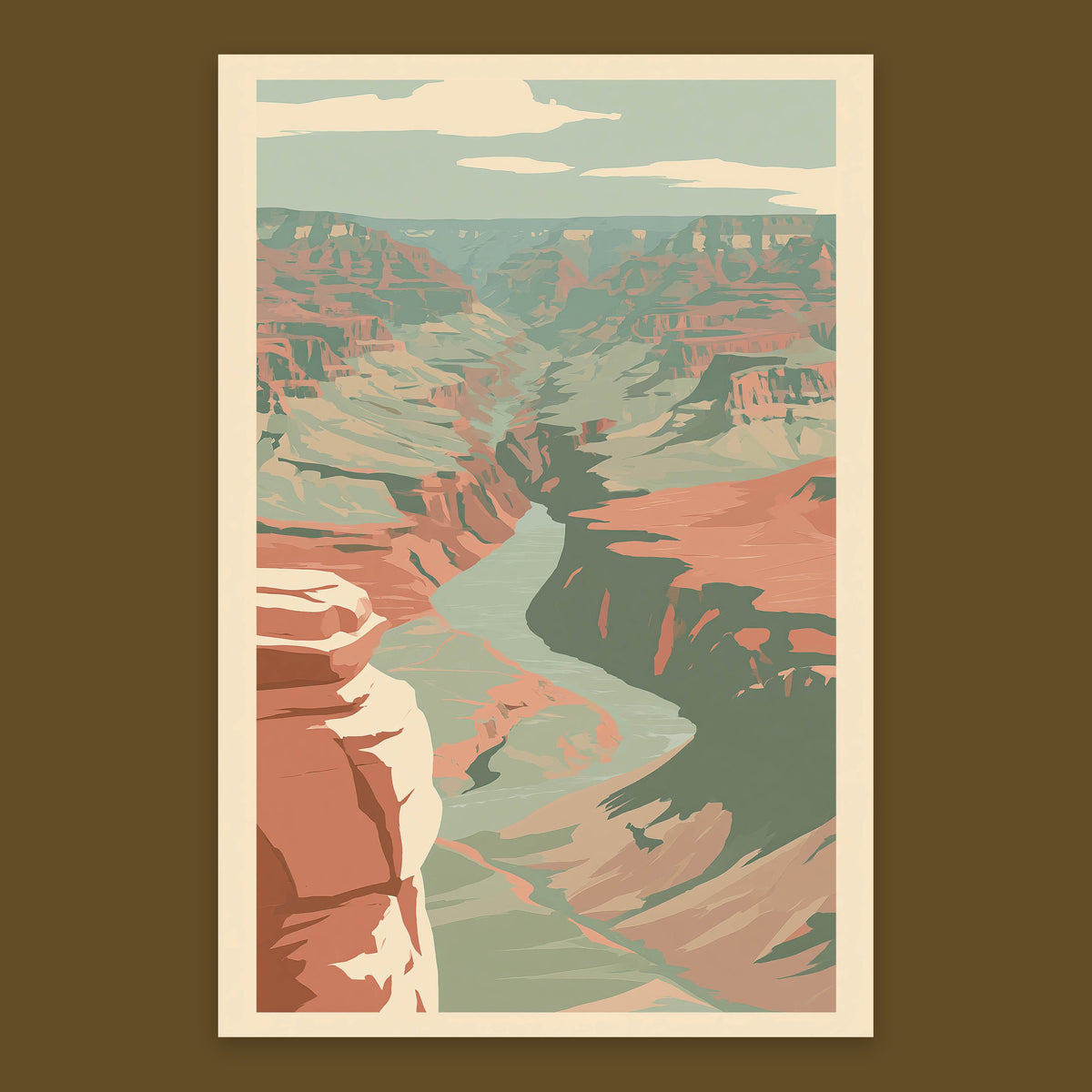 Winding River in a Shadowed Canyon flat lay