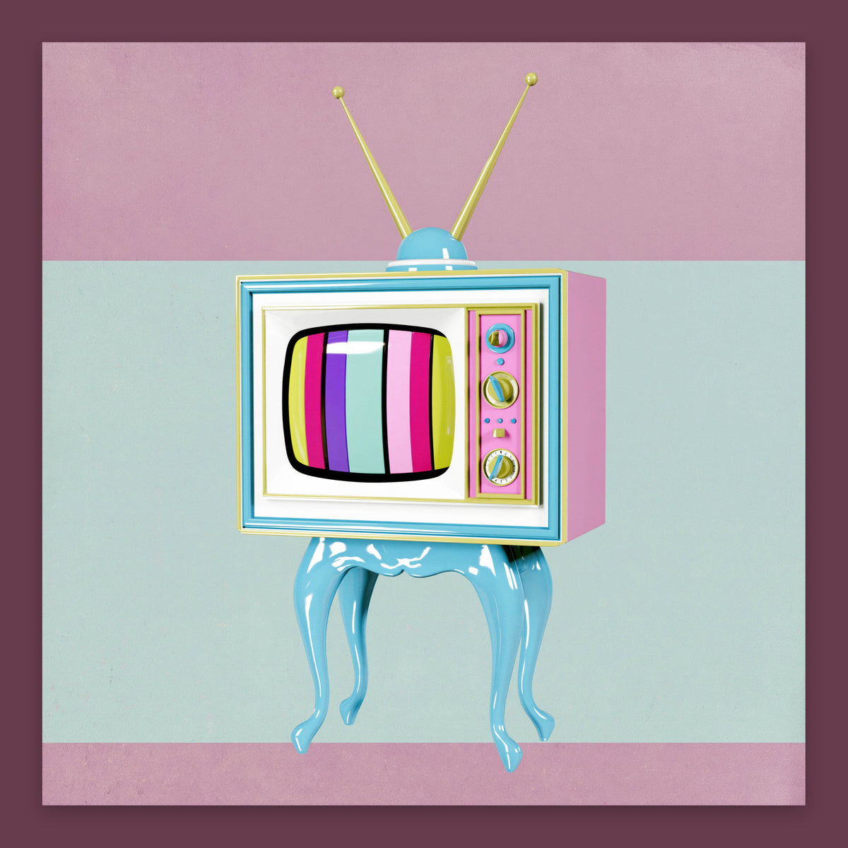 Retro TV Color Bars Illustration flat lay