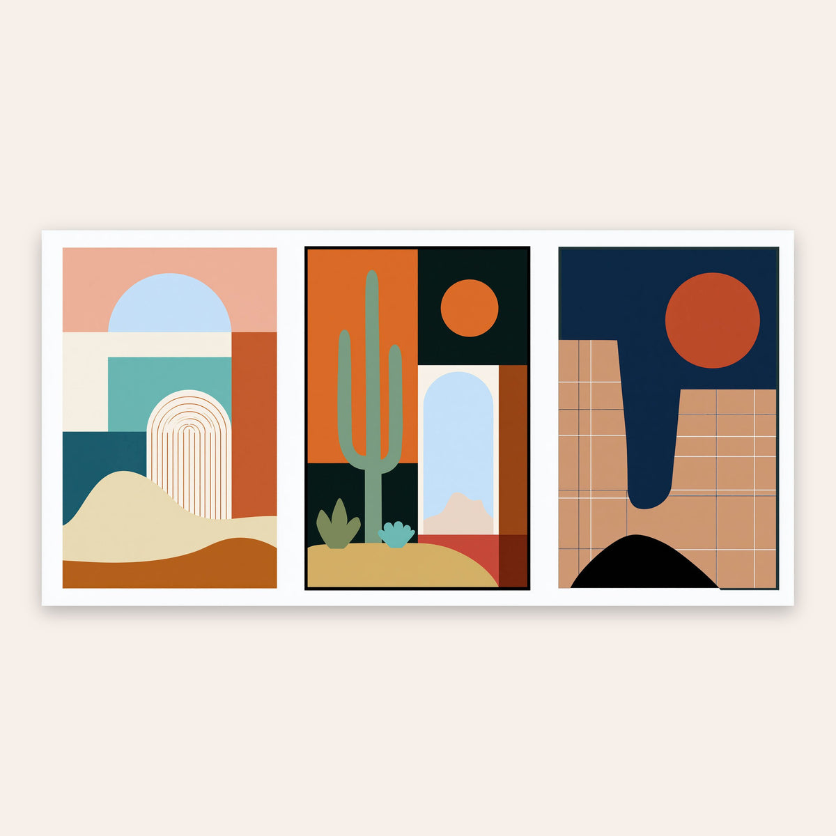 Abstract Arch and Dune Illustration flat lay