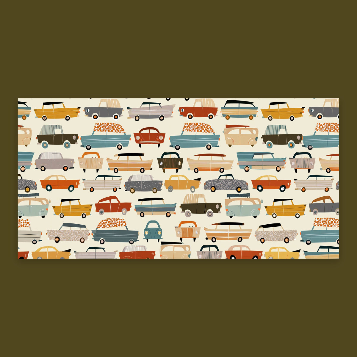 Vintage Car Grid Pattern flat lay