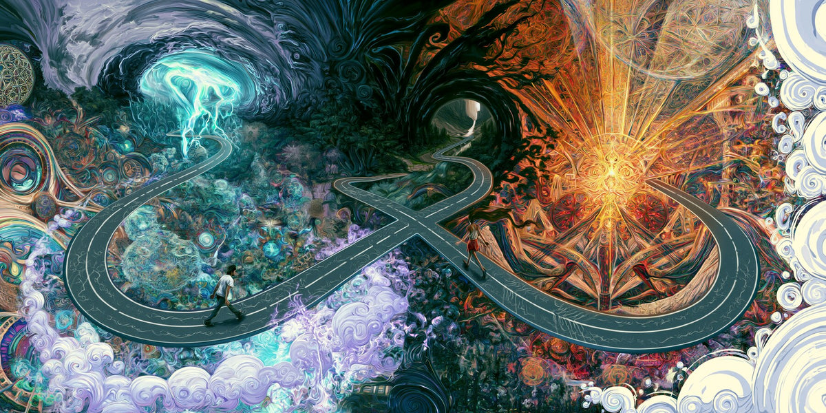 Infinity at the Crossroads wall art print staged in a room