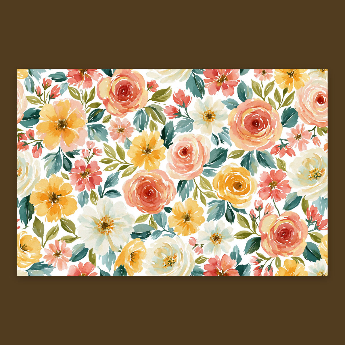 Peach and Yellow Rose Pattern flat lay