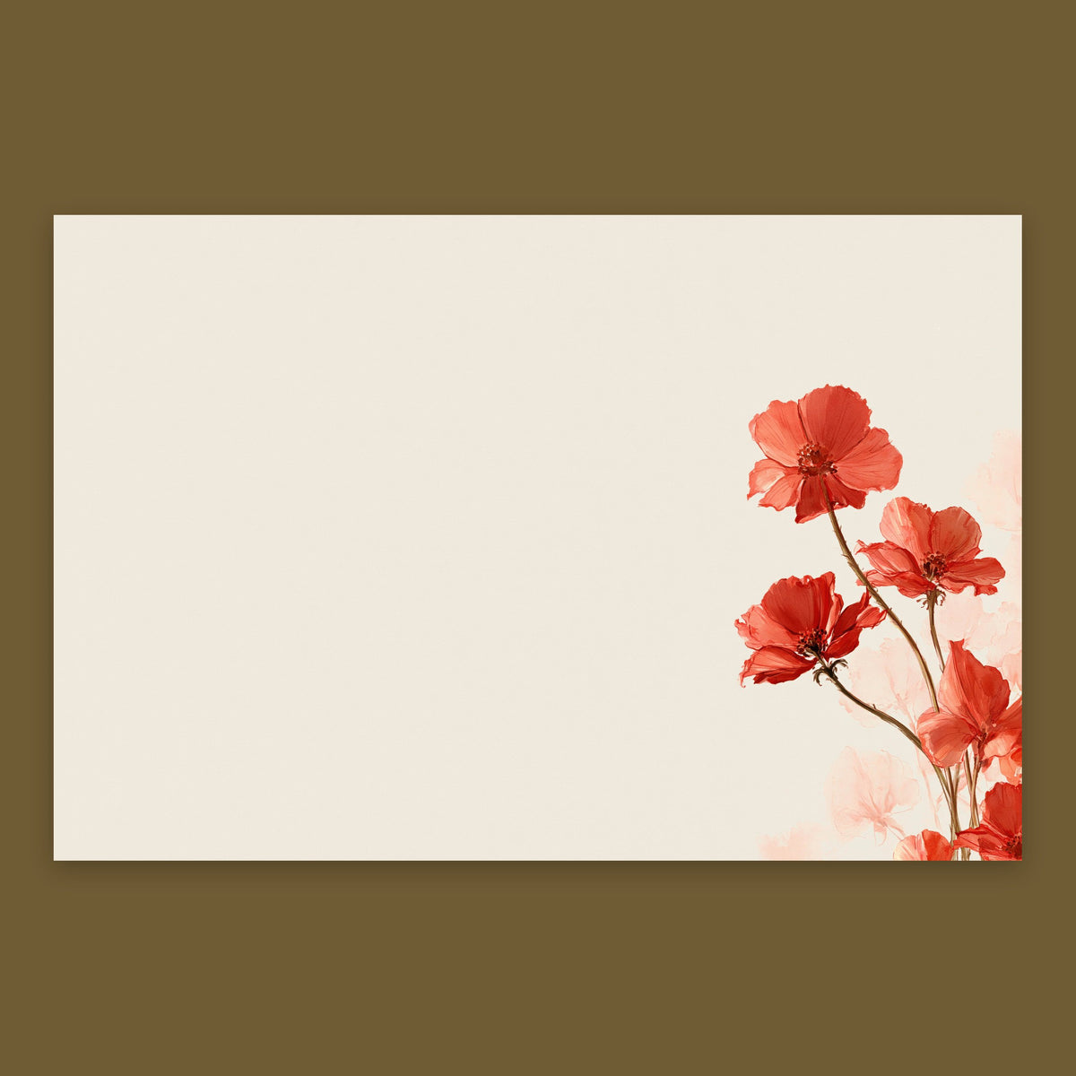 Minimalist Red Flowers on Cream flat lay