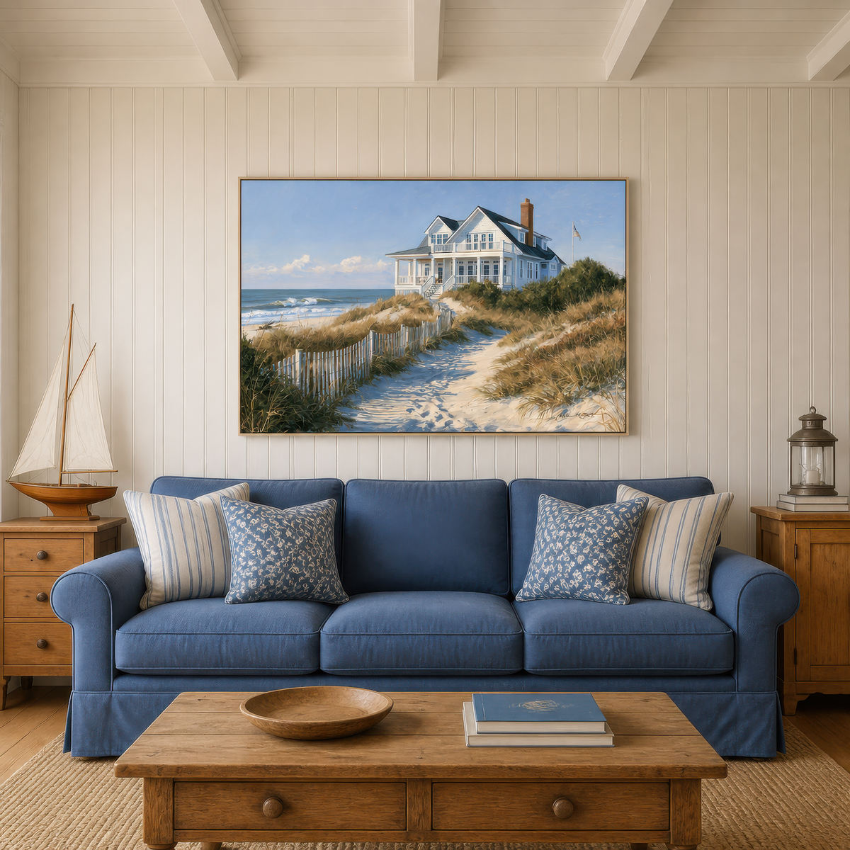 Weathered Dock wall art in a room setting
