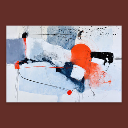 Blue-Gray and Orange Abstract flat lay