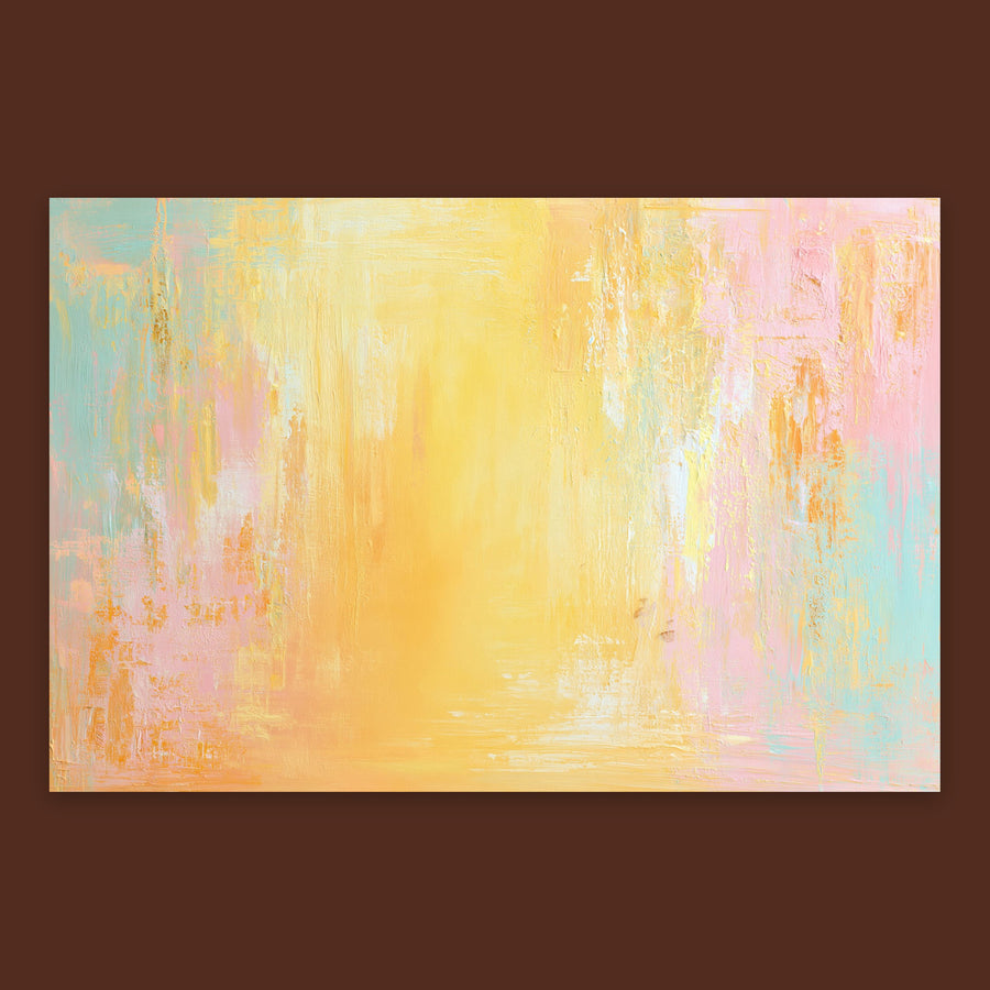 Golden Yellow and Pink Abstract – Abstract Wall Art