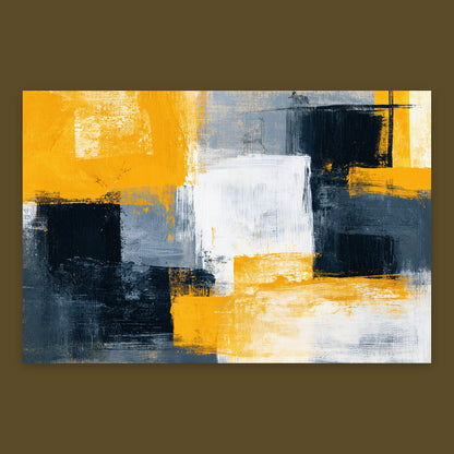 Mustard and Charcoal Block Abstract flat lay