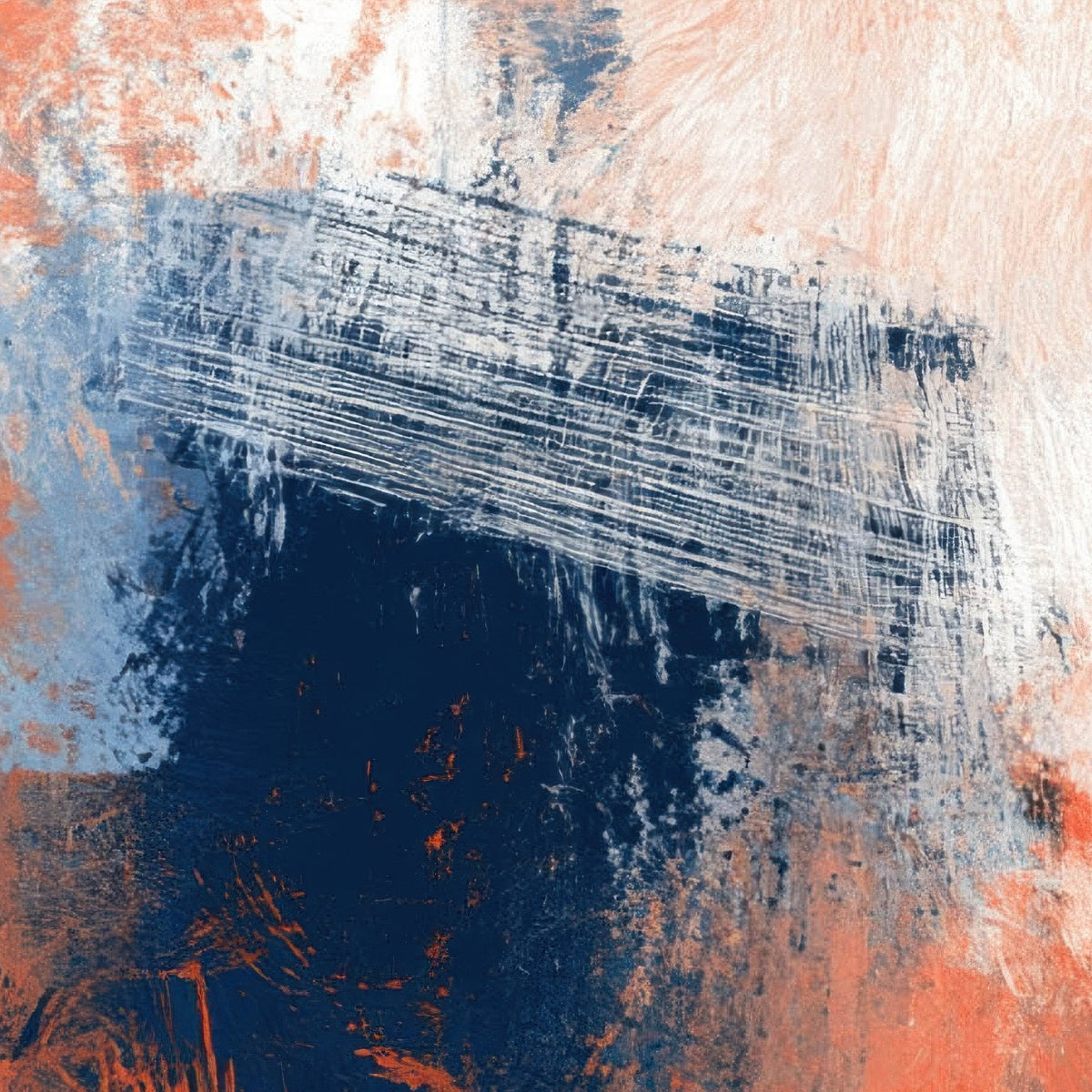 Navy and Coral Abstract close-up detail