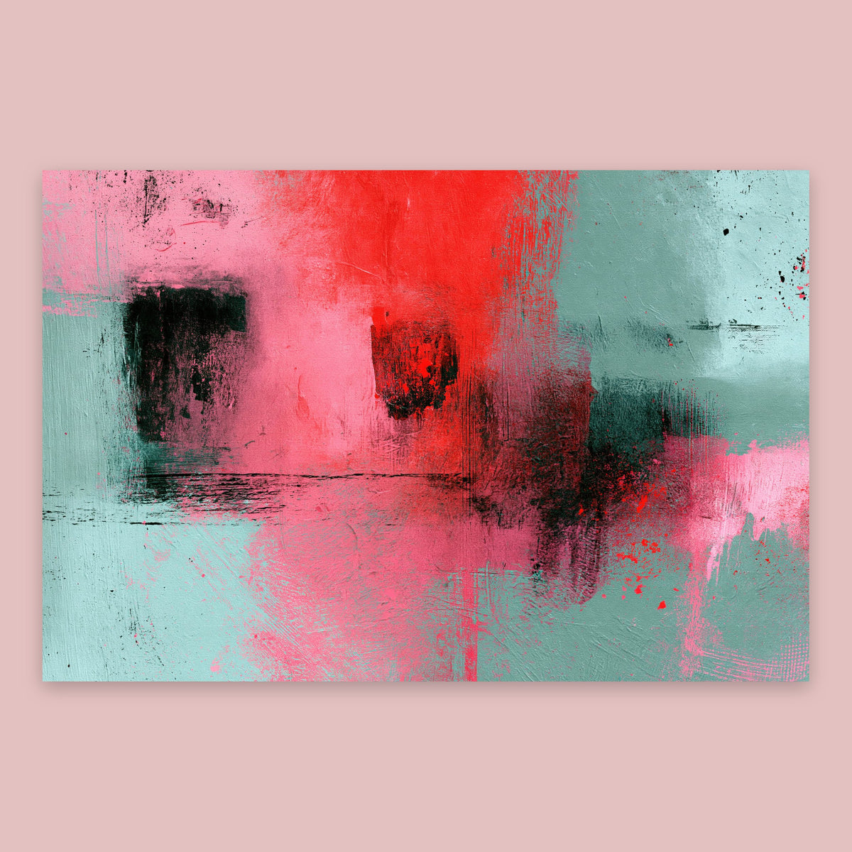 Pink and Mint Abstract flat lay