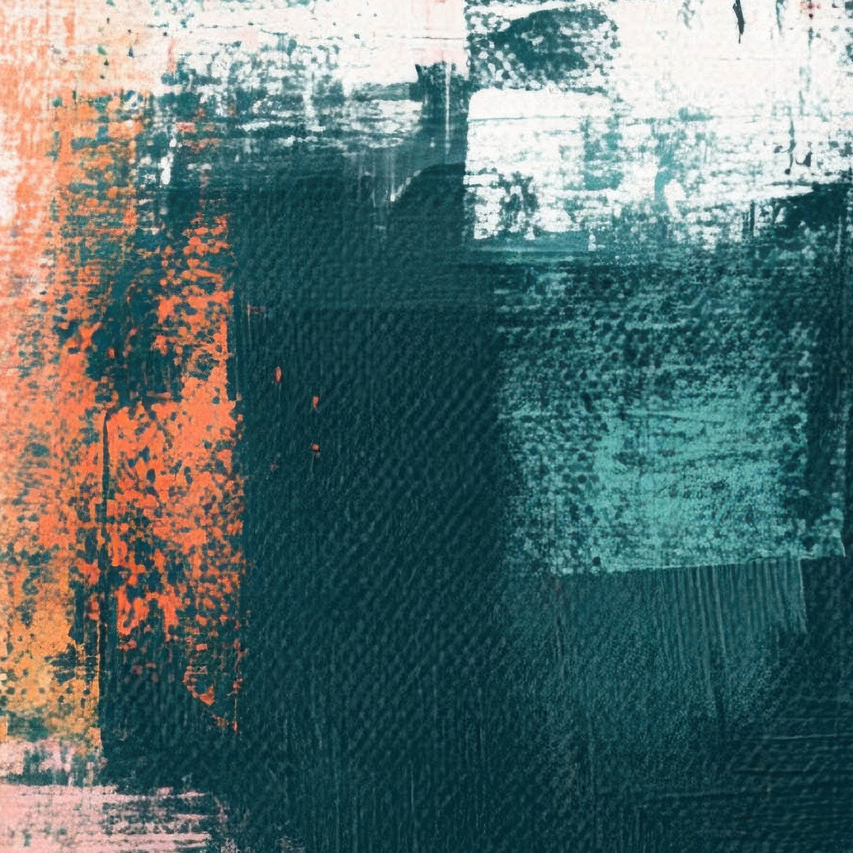 Teal and Coral Block Abstract close-up detail
