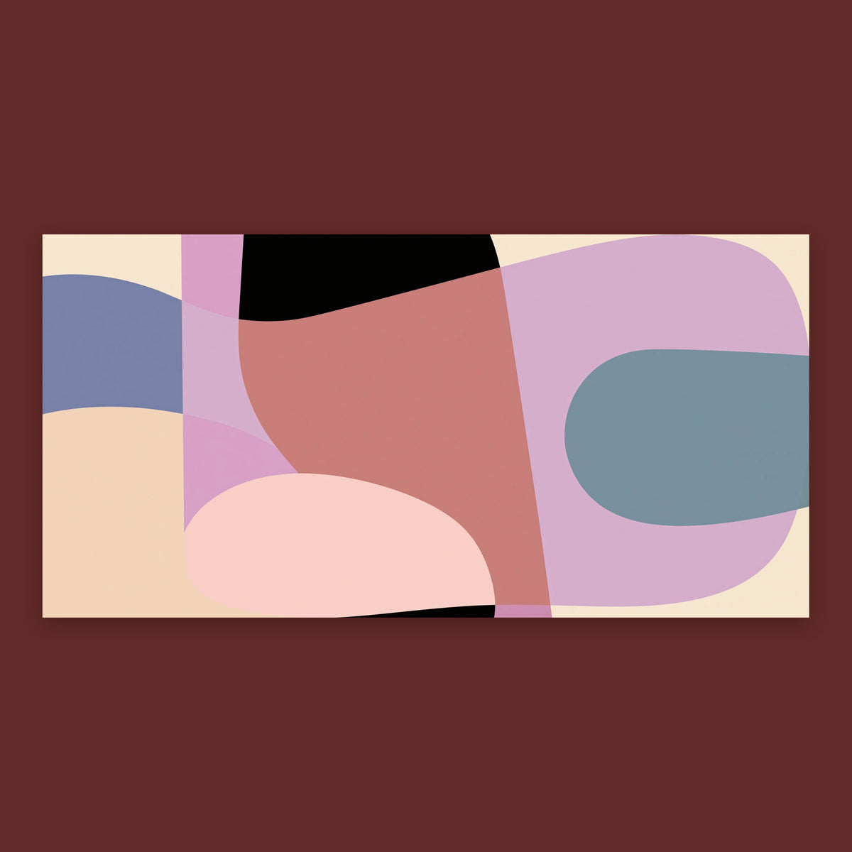 Modern Organic Shape Abstract in Mauve and Lavender flat lay