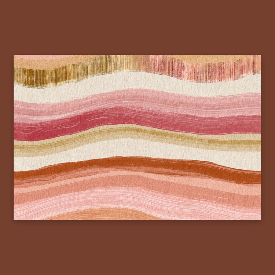 Woven Wave Bands in Coral and Rose – Boho Wall Art