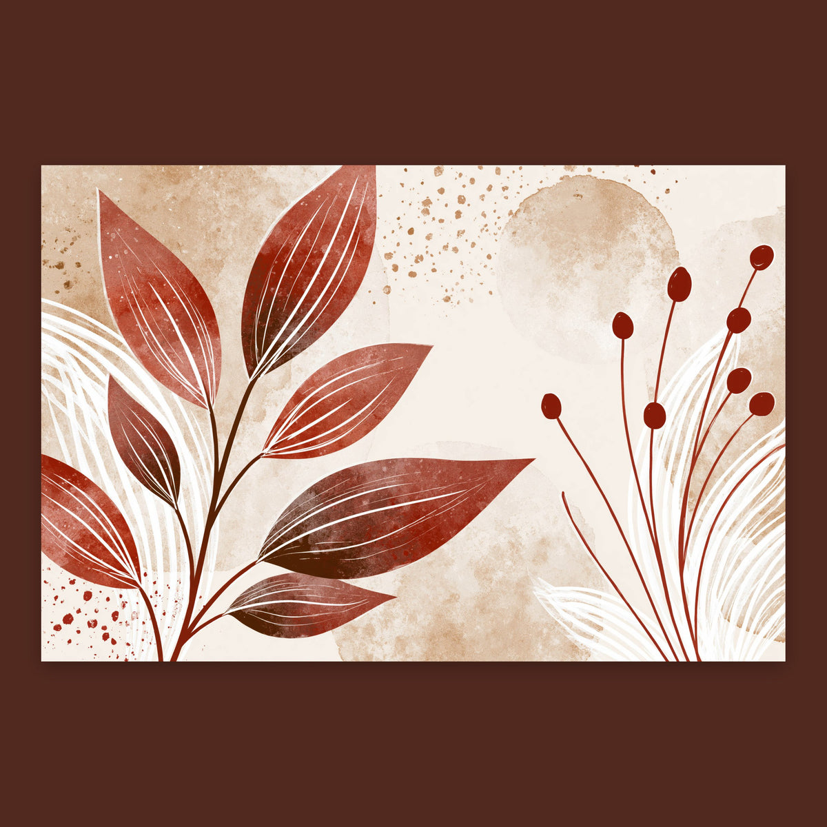 Terracotta Leaves and Berries – Boho Wall Art