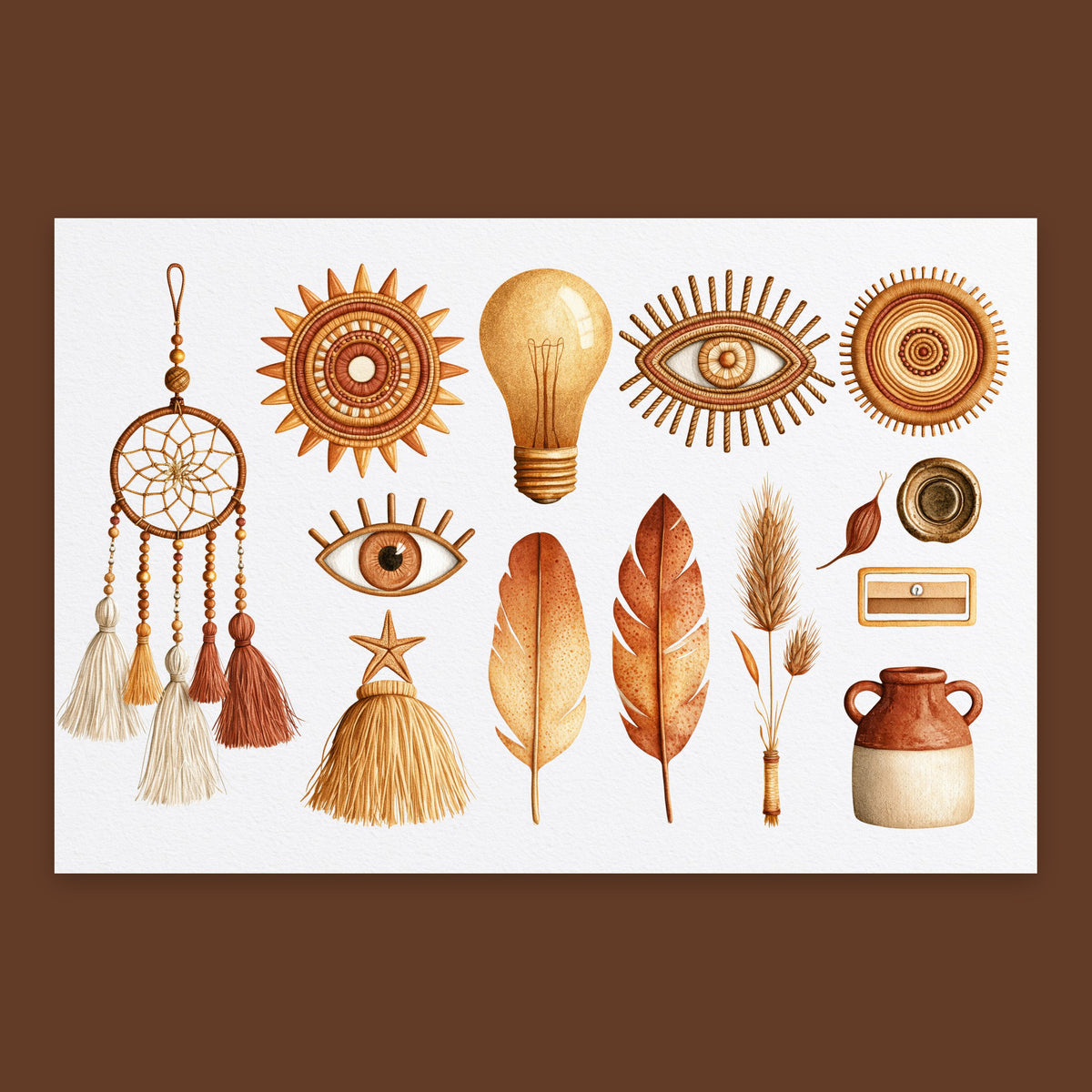 Sun and Eye Talisman Collection flat lay