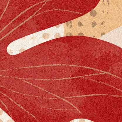Black and Rust Leaves on Cream close-up detail