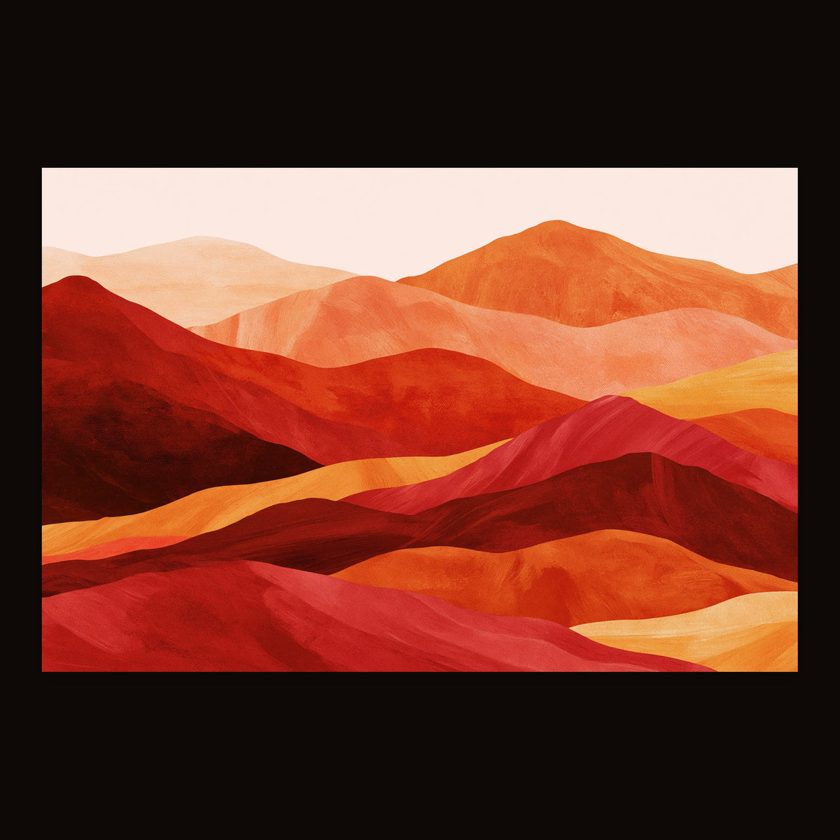 Layered Mountain Ridges in Red and Orange – Boho Wall Art