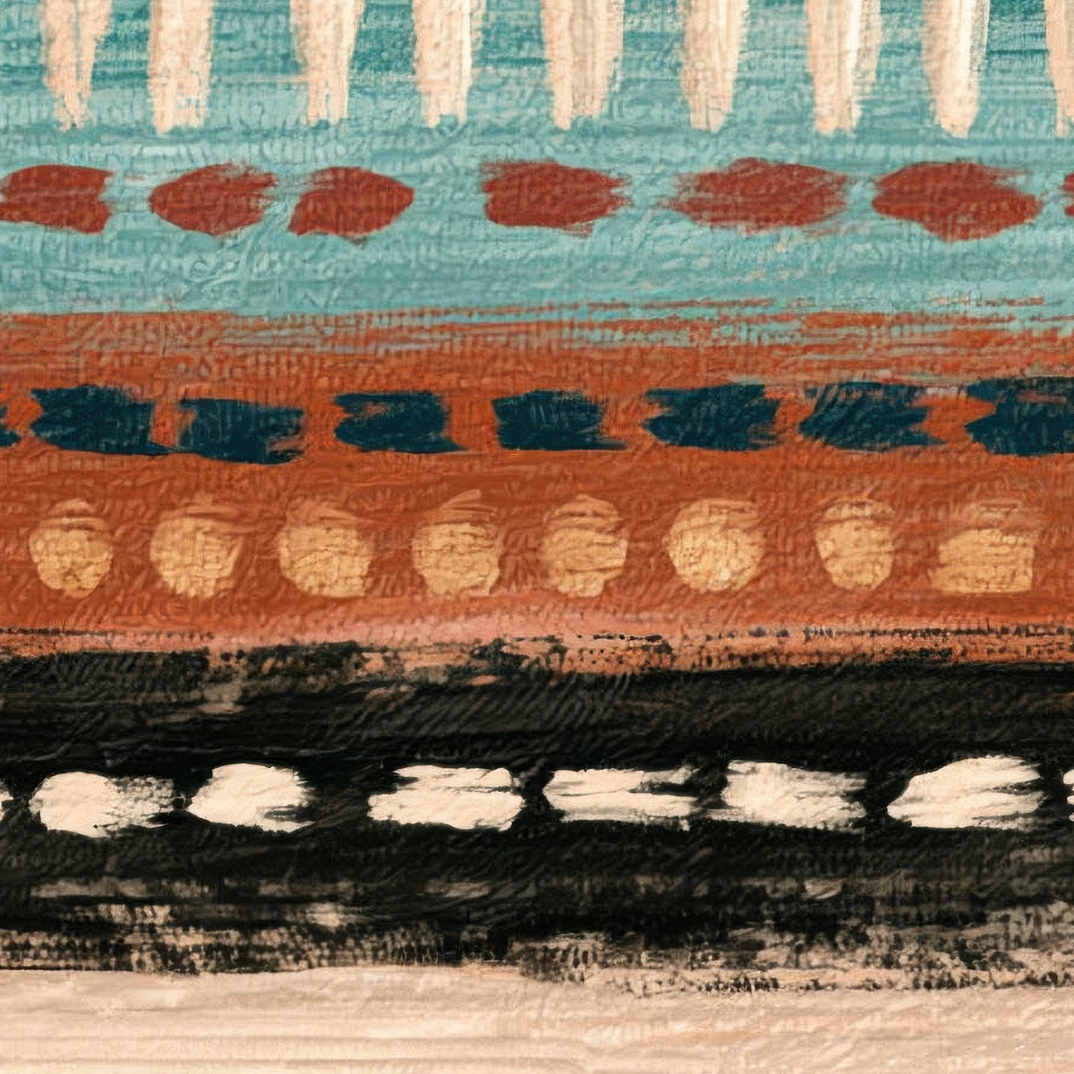 Dash Stripes in Teal and Terracotta close-up detail