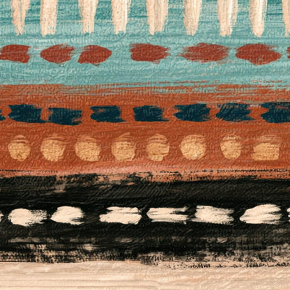 Dash Stripes in Teal and Terracotta close-up detail