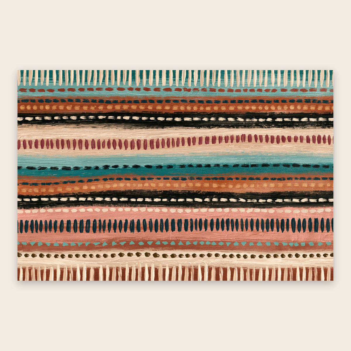 Dash Stripes in Teal and Terracotta flat lay