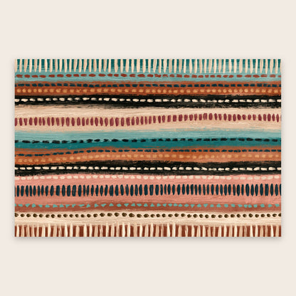Dash Stripes in Teal and Terracotta flat lay