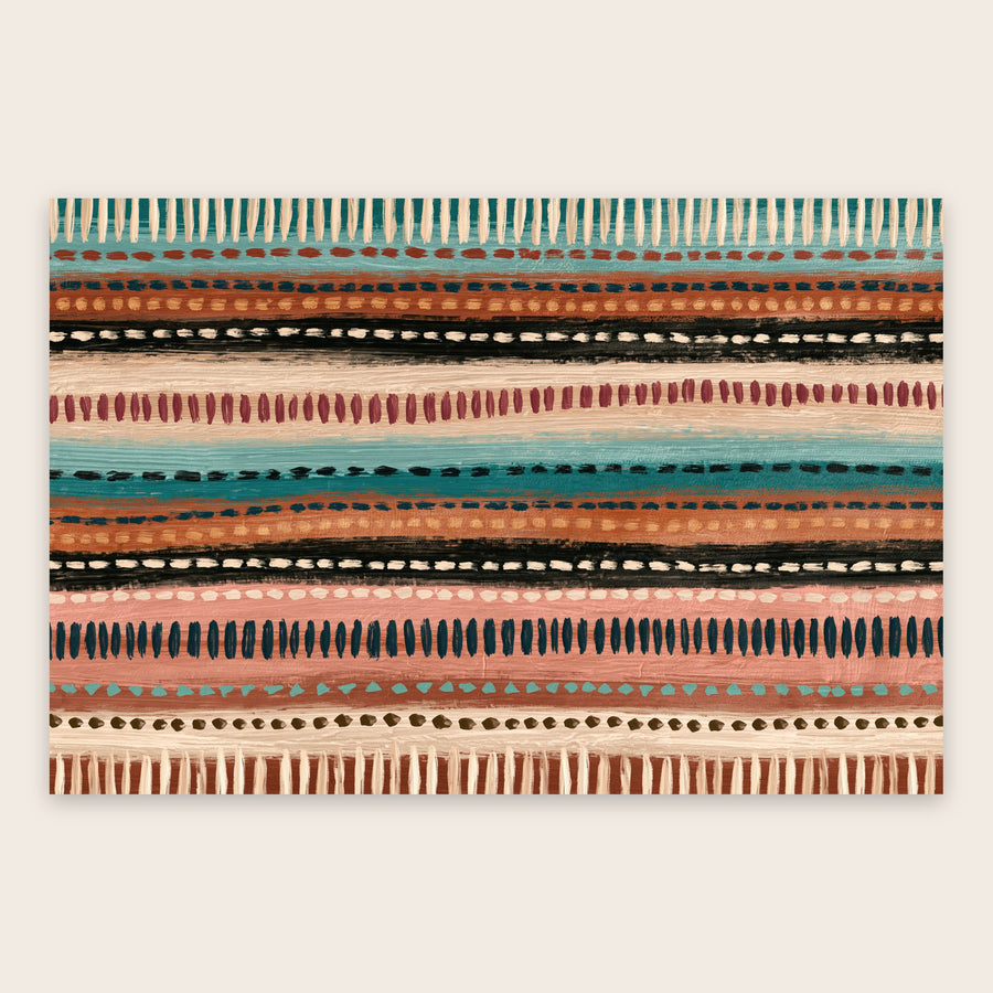 Dash Stripes in Teal and Terracotta – Boho Wall Art