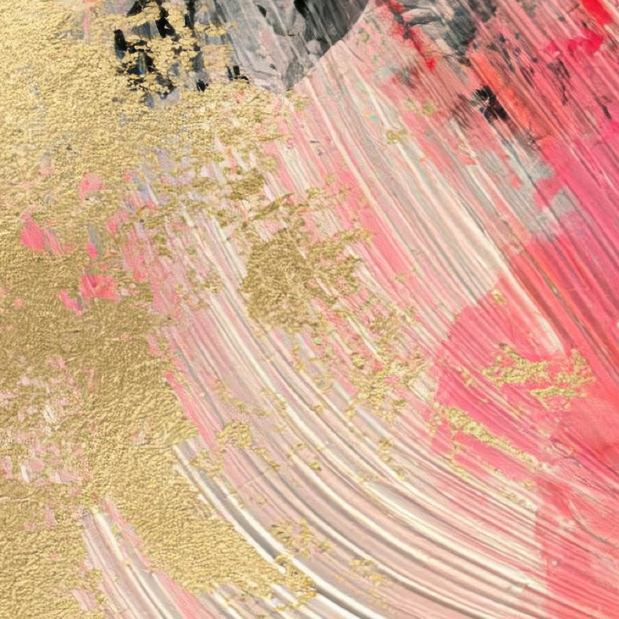 Pink and Gold Abstract Bloom – Boho Wall Art