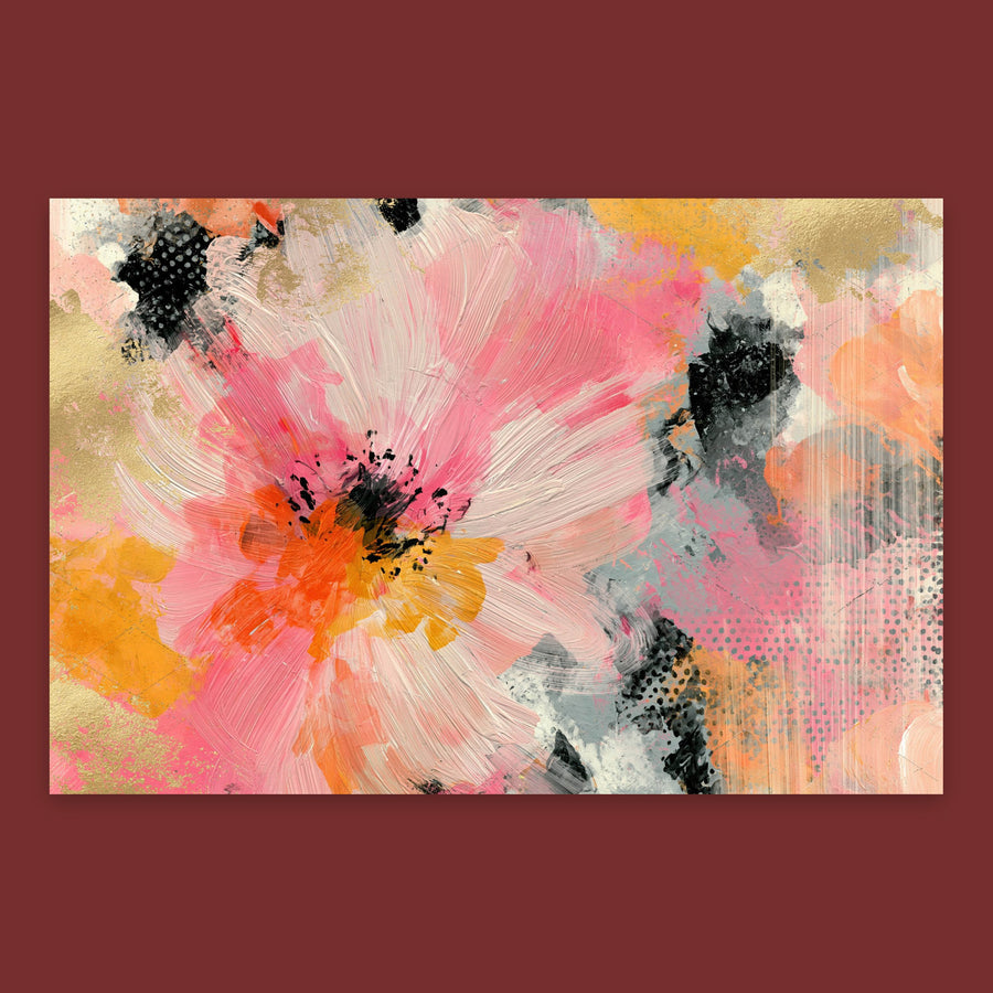 Pink and Gold Abstract Bloom – Boho Wall Art