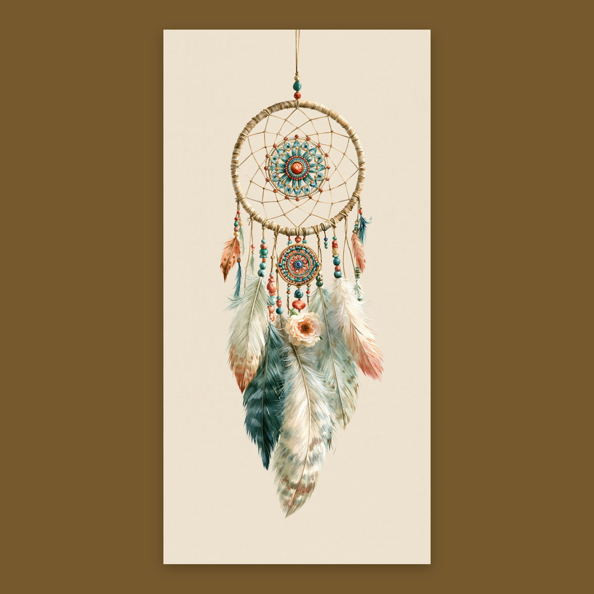Dreamcatcher in Teal and Clay flat lay