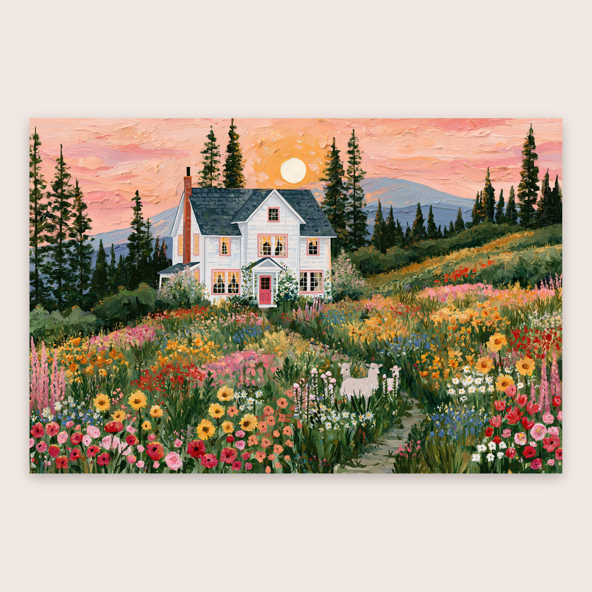 Farmhouse at Sunset flat lay