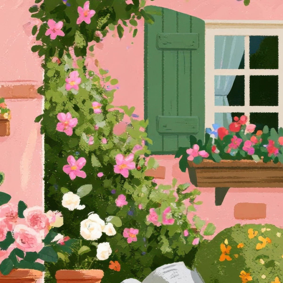 Pink Cottage Garden close-up detail