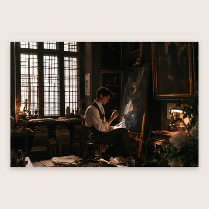 Artist at the Easel flat lay