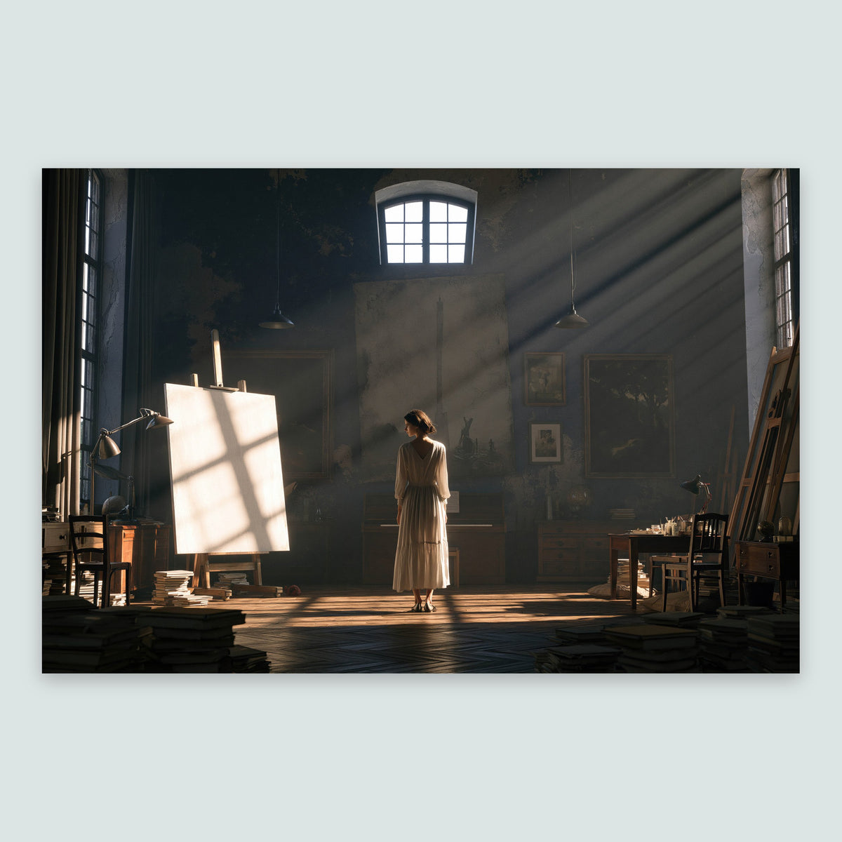 Light in the Empty Studio – Dark Academia Wall Art