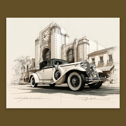 Amber Motorcar Sketch flat lay