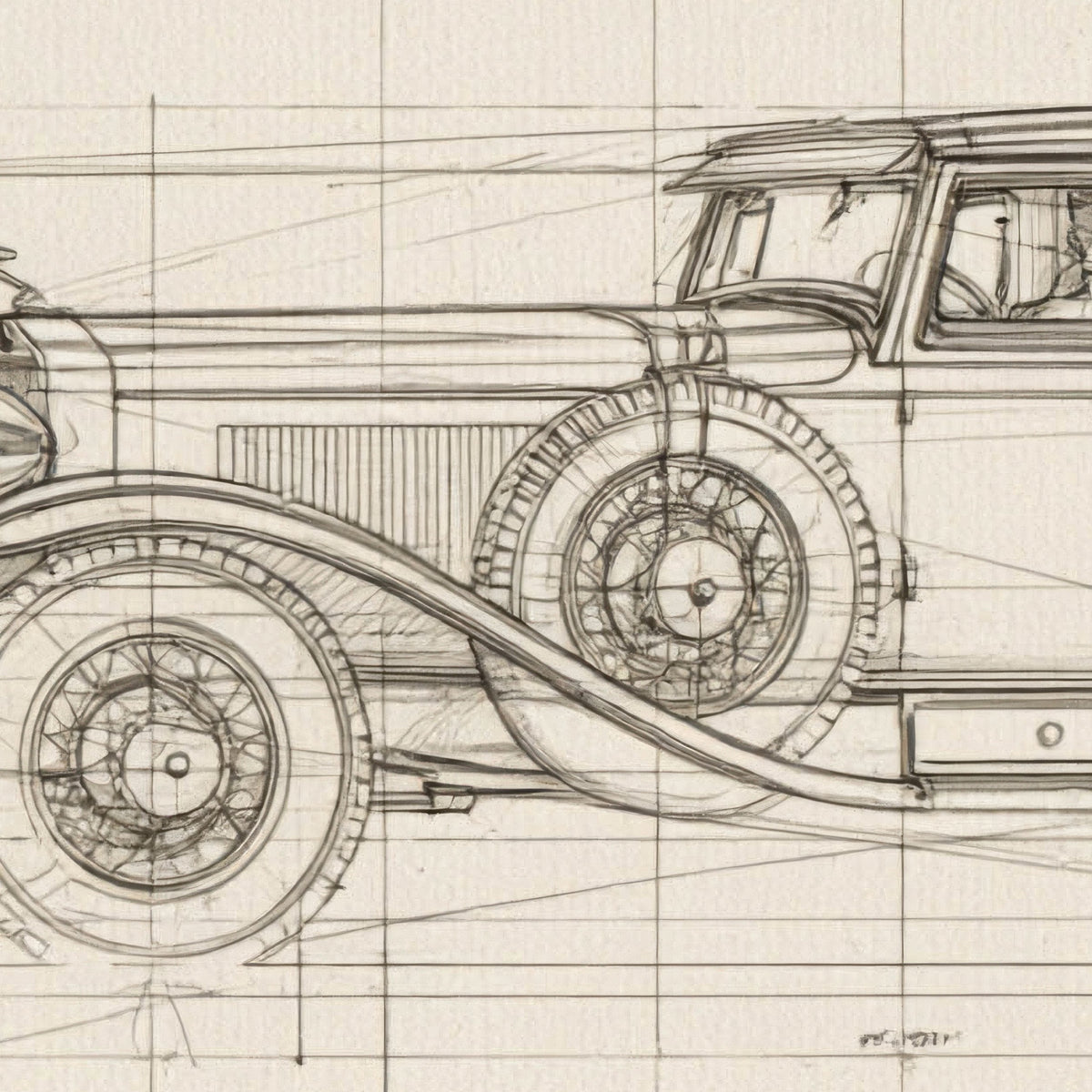 Vintage Car Blueprint – Art Deco Wall Art