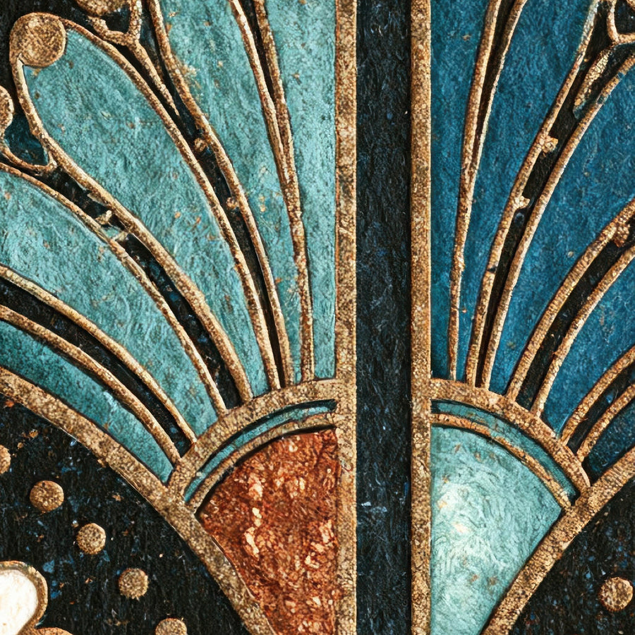 Teal Fan Pattern – Art Deco Wall Art