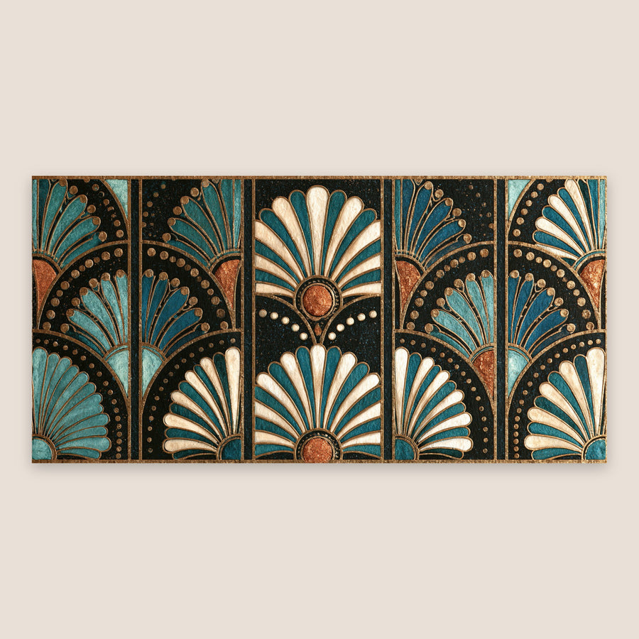 Teal Fan Pattern – Art Deco Wall Art