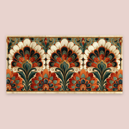 Rust & Teal Fan Motif flat lay