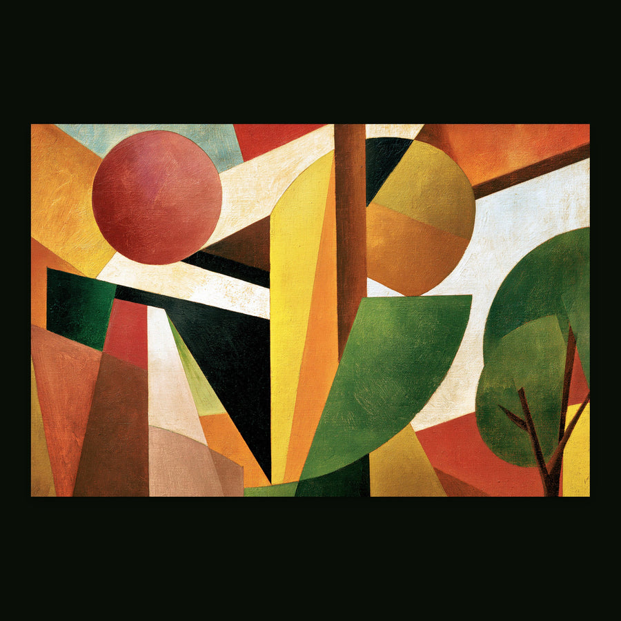 Cubist Sunrise Landscape – Art Deco Wall Art