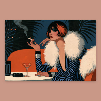 Smoking Flapper Portrait flat lay