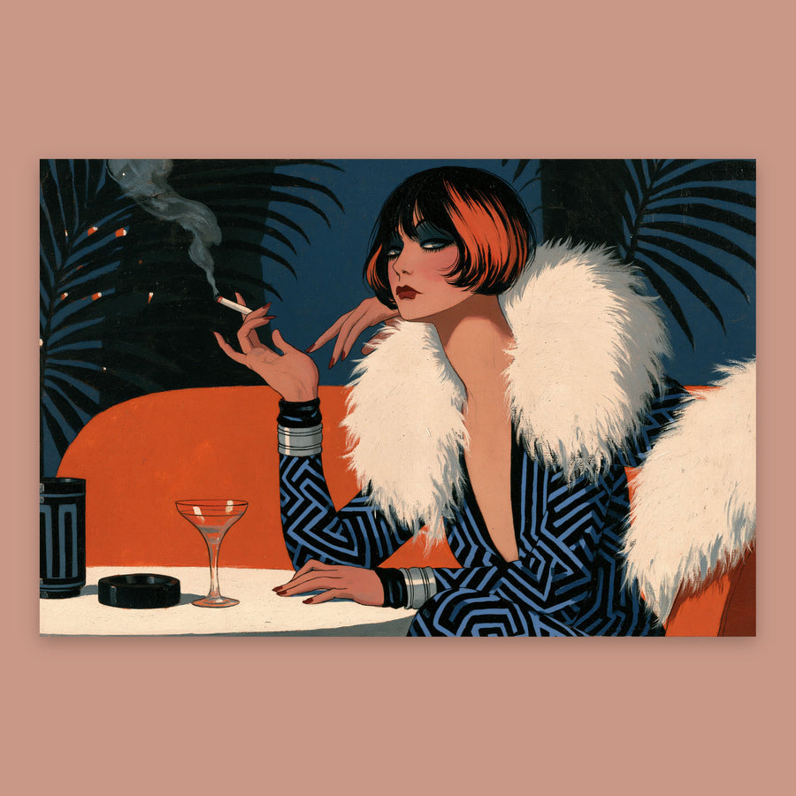 Smoking Flapper Portrait – Art Deco Wall Art