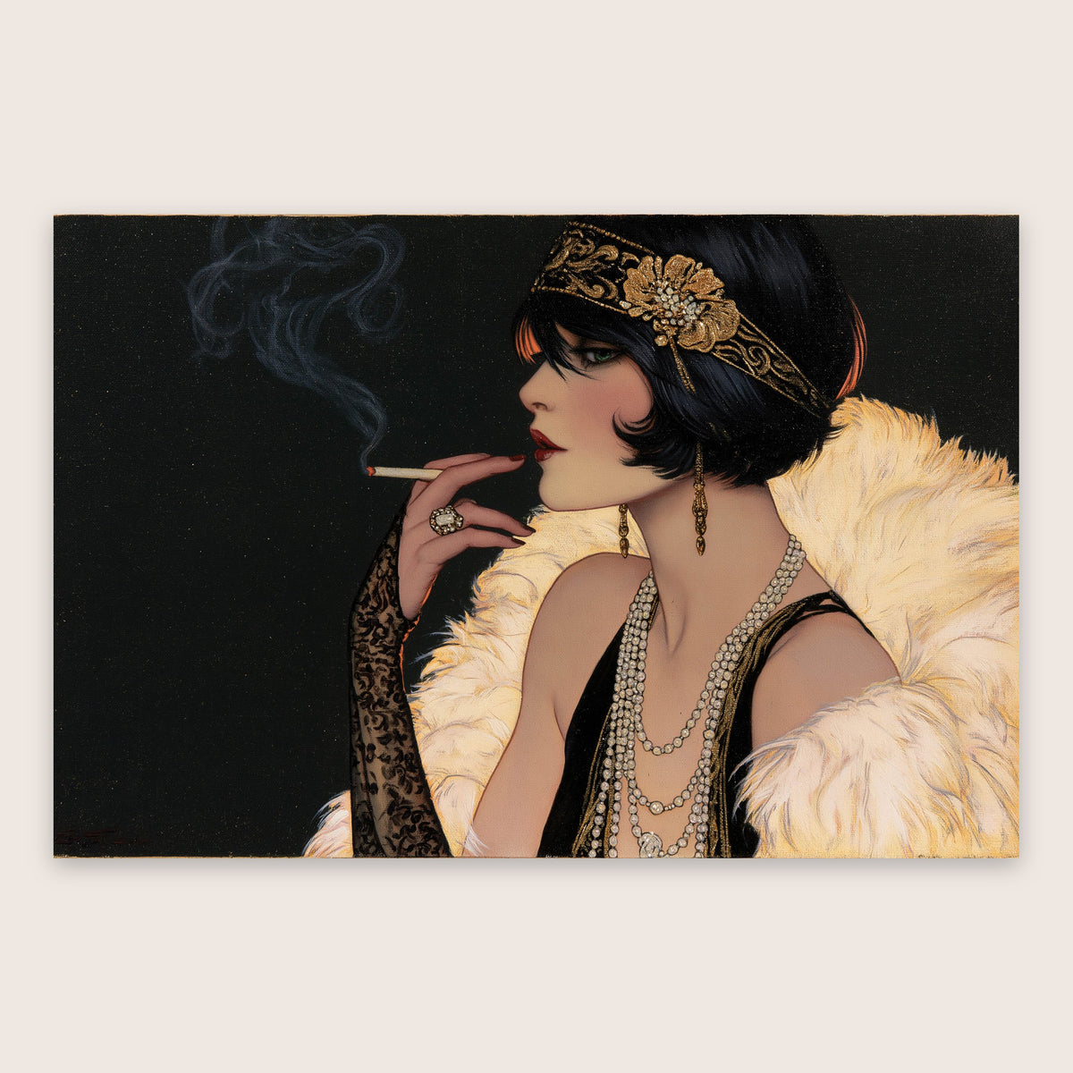 Jeweled Flapper Portrait flat lay