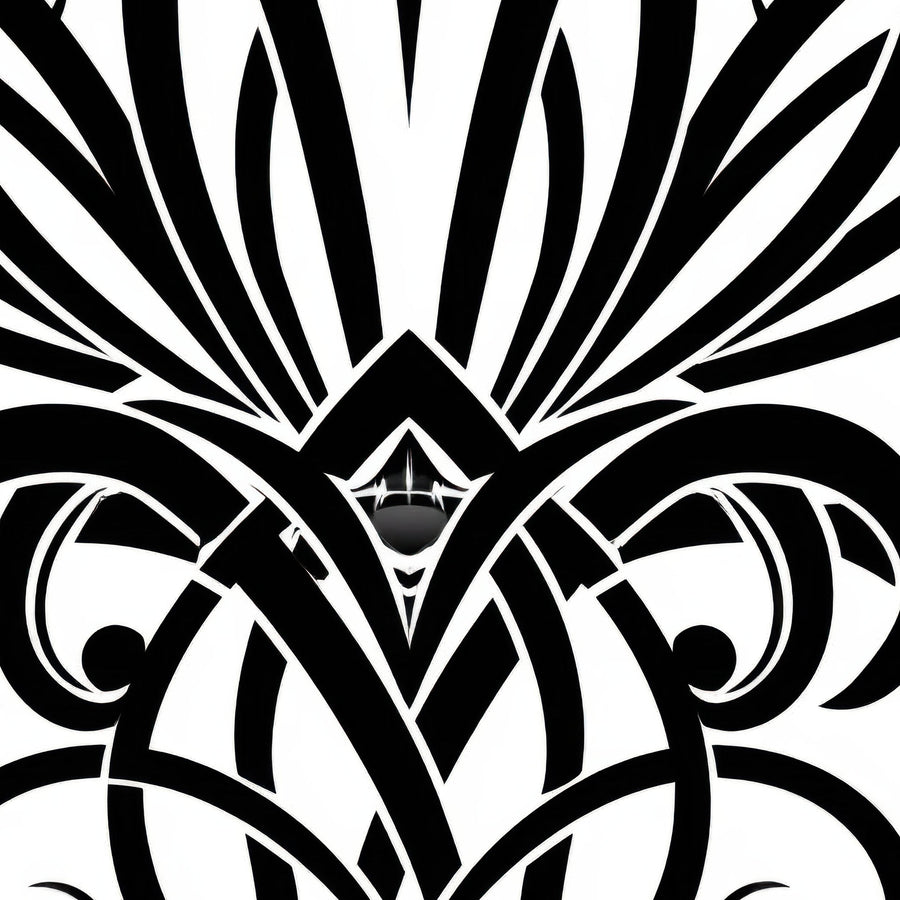 Black Lotus Scrollwork – Art Deco Wall Art